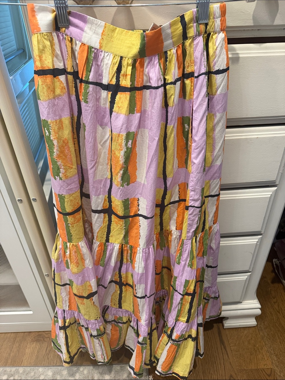 Cleobella Lilac, Yellow & Orange Abstract Tiered Maxi Skirt